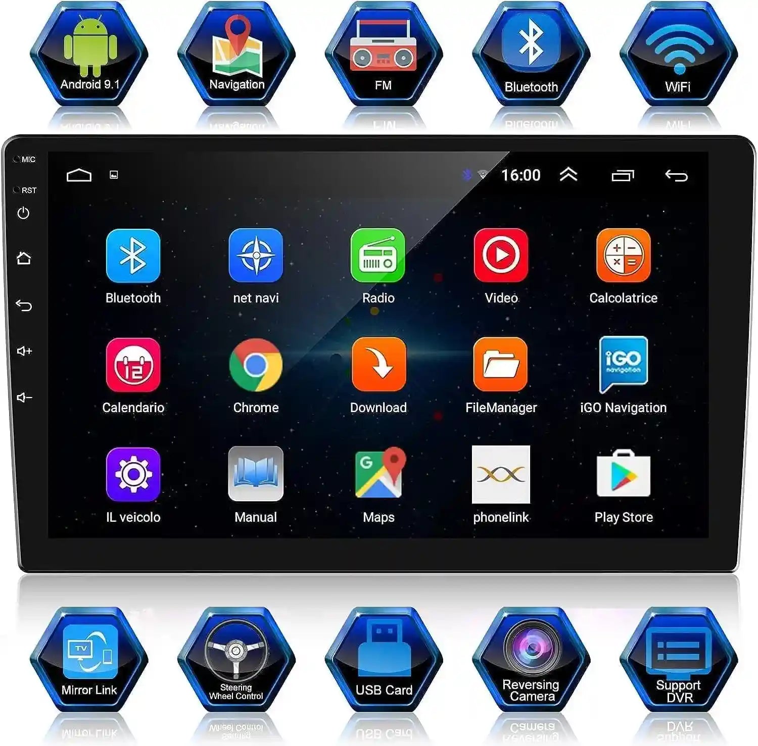 10.1" Android Car Stereo – 4GB RAM + 64GB ROM | CarPlay | IPS Touch | DSP | Bluetooth | WiFi | USB | Backup Camera (Without Box) - Safqqa Egypt