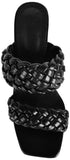Pixi Faux Leather Square-Toe Braided Block-Heel Sandals For Women
