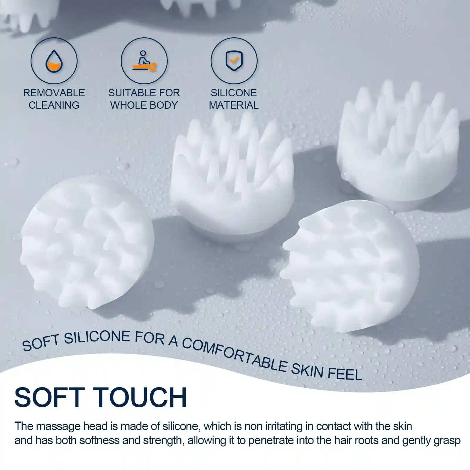 LIARTY White Electric Scalp Head Massager With 4 Removable Heads Attachments For Stimulating Hair Growth - Safqqa Egypt