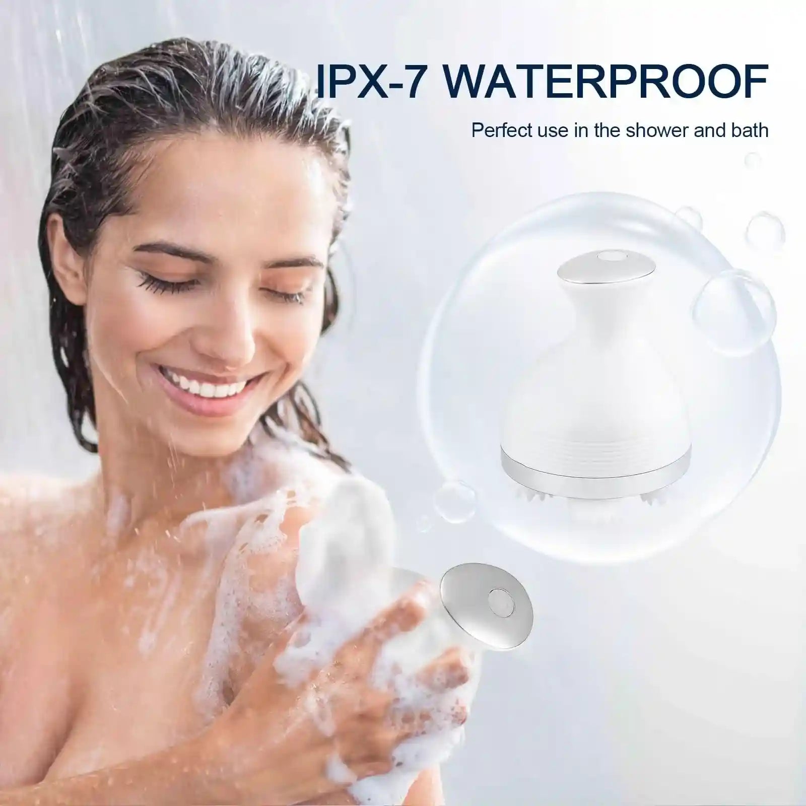 LIARTY White Electric Scalp Head Massager With 4 Removable Heads Attachments For Stimulating Hair Growth - Safqqa Egypt