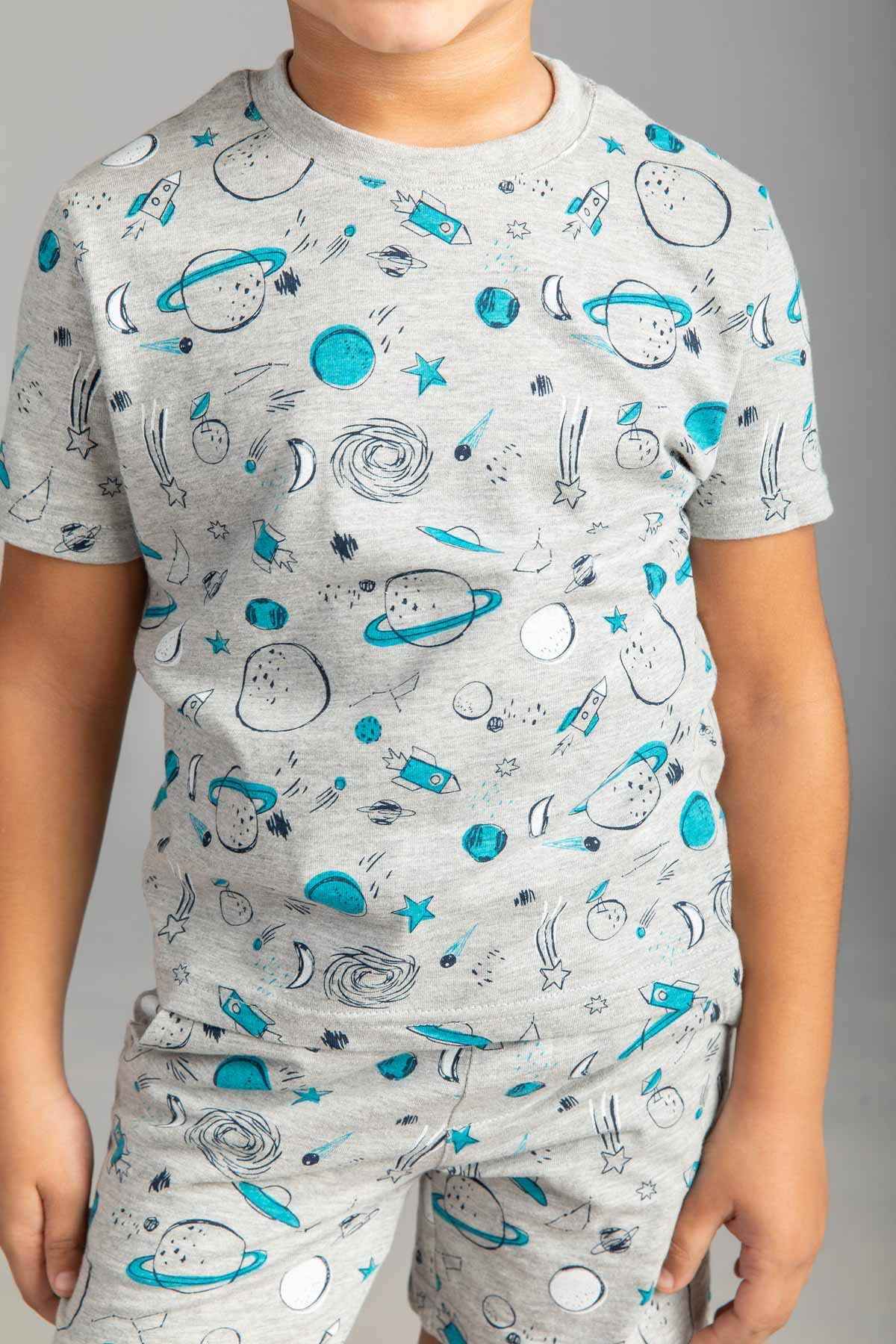 CONCRETE 1-Piece Pyjama T-Shirt for Boys, Grey - Safqqa Egypt