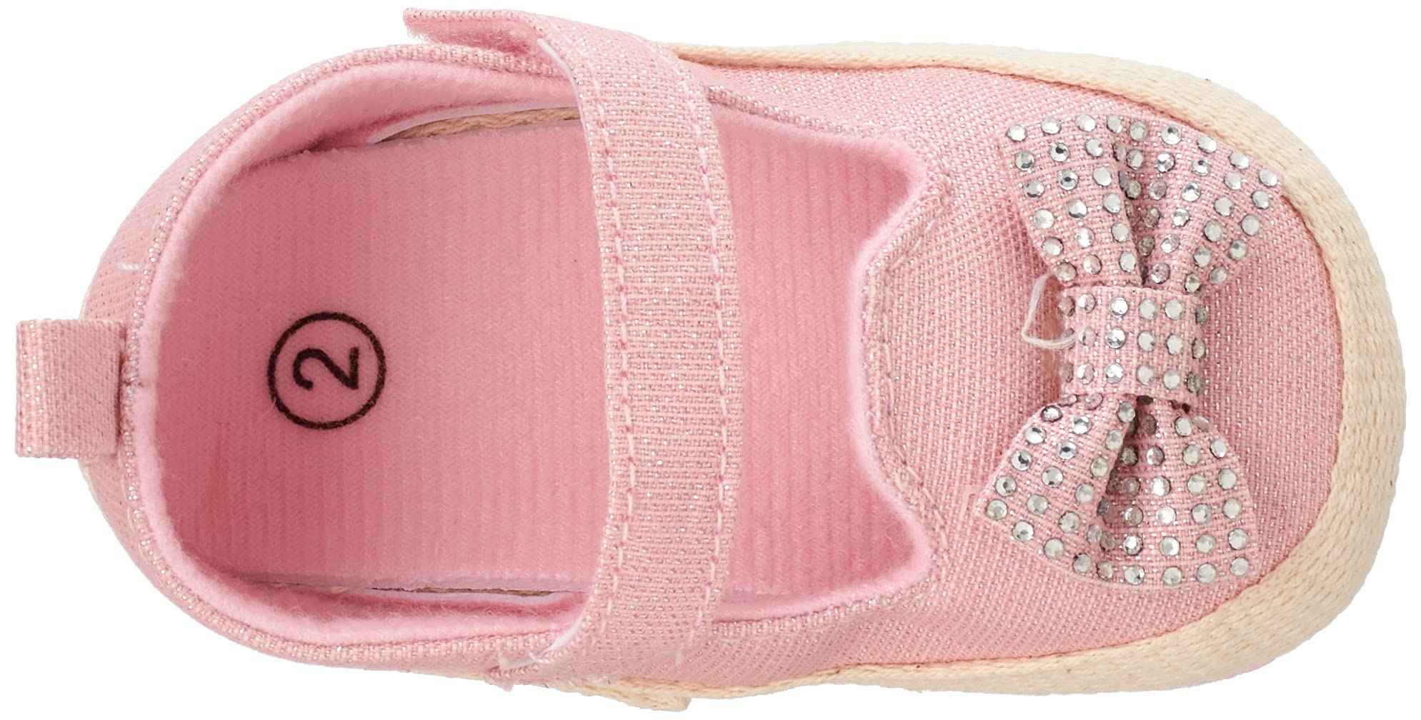 Mix & Max Velcro-Strap Bow-Detail Contrast-Sole Shoes for Girls - Pink, 9-12 Months - Safqqa Egypt
