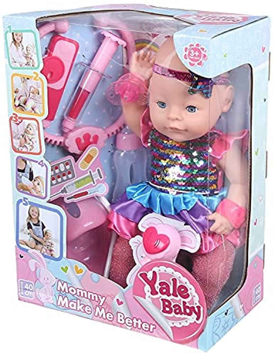 Yale Doll with Accessories for Girls, 40 cm - Multi Color - Safqqa Egypt