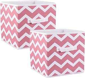 DII Non-Woven Polyester Storage Bin, Chevron Pattern, Rose Color, Small - Set of 2 - Safqqa Egypt