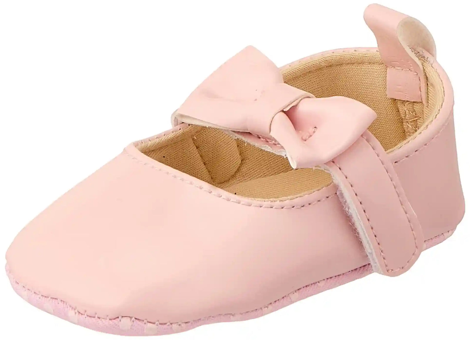 Mix & Max Front Bow Velcro Strap Shoes for Girls - Pink,0 - 6 Months - Safqqa Egypt