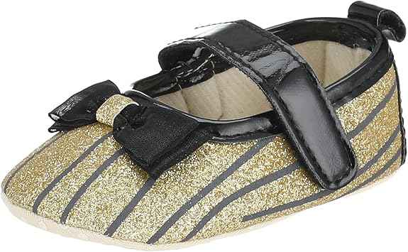 Mix & Max Striped Front Bow Velcro Strap Shoes for Girls - Safqqa Egypt