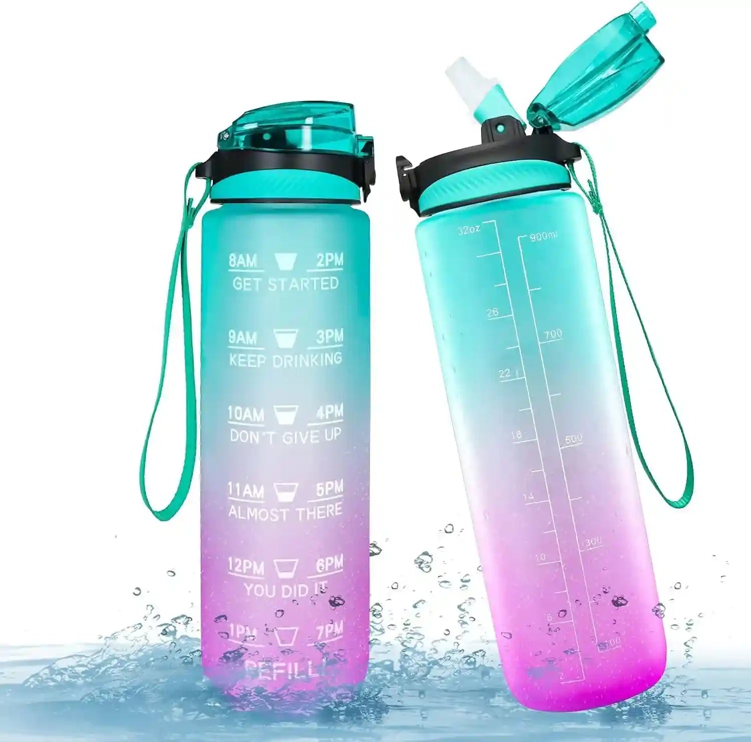 Generic 1 Litter Leakproof BPA Free Drinking Water Bottle with Time Marker & Straw to Ensure You Drink Enough Water Throughout The Day for Fitness and Outdoor Enthusiasts - Safqqa Egypt