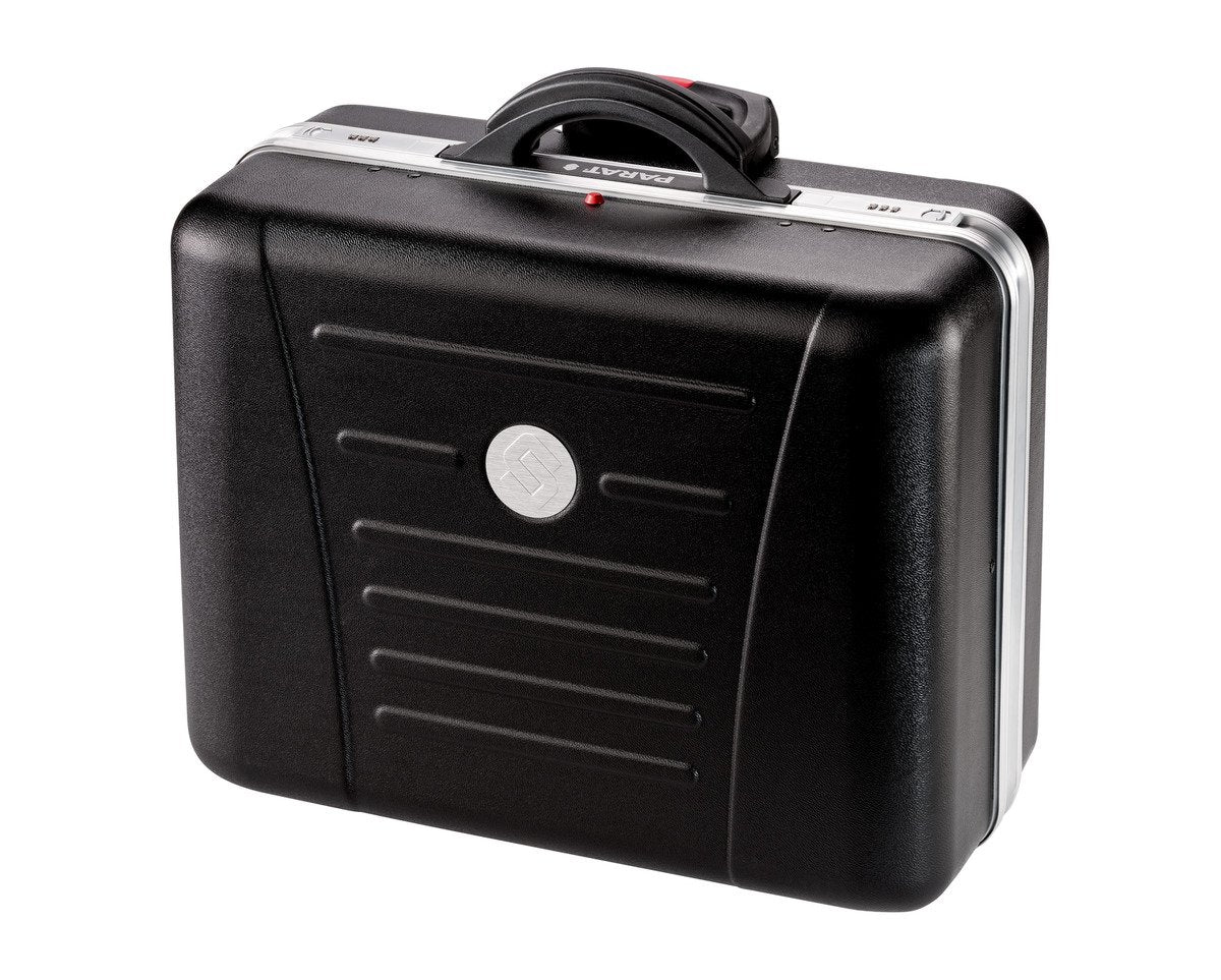 حقيبة الأدوات المتنقلة بارات Parat(موديل 589550171) هي حقيبة عالية الجودة مصممة للمحترفين الذين يبحثون عن المتانة والتنظيم وسهولة النقل. تتميز بغلاف خارجي صلب ومتین باللون الأسود الأنيق