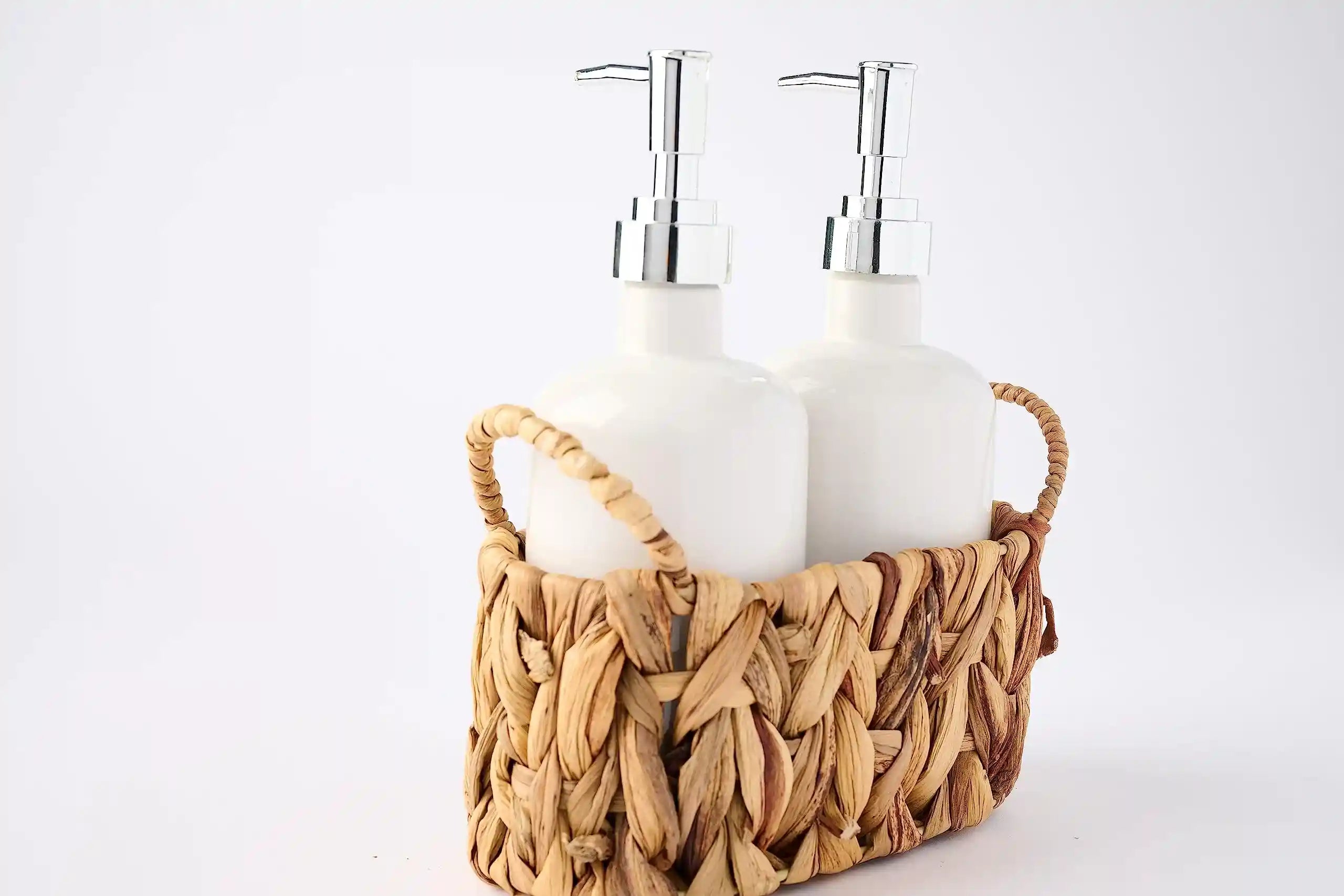 Mud Pie Soap Pump Set, Water Hyacinth, Pump 8" x 3" Dia | Basket 4" x 7" - Safqqa Egypt