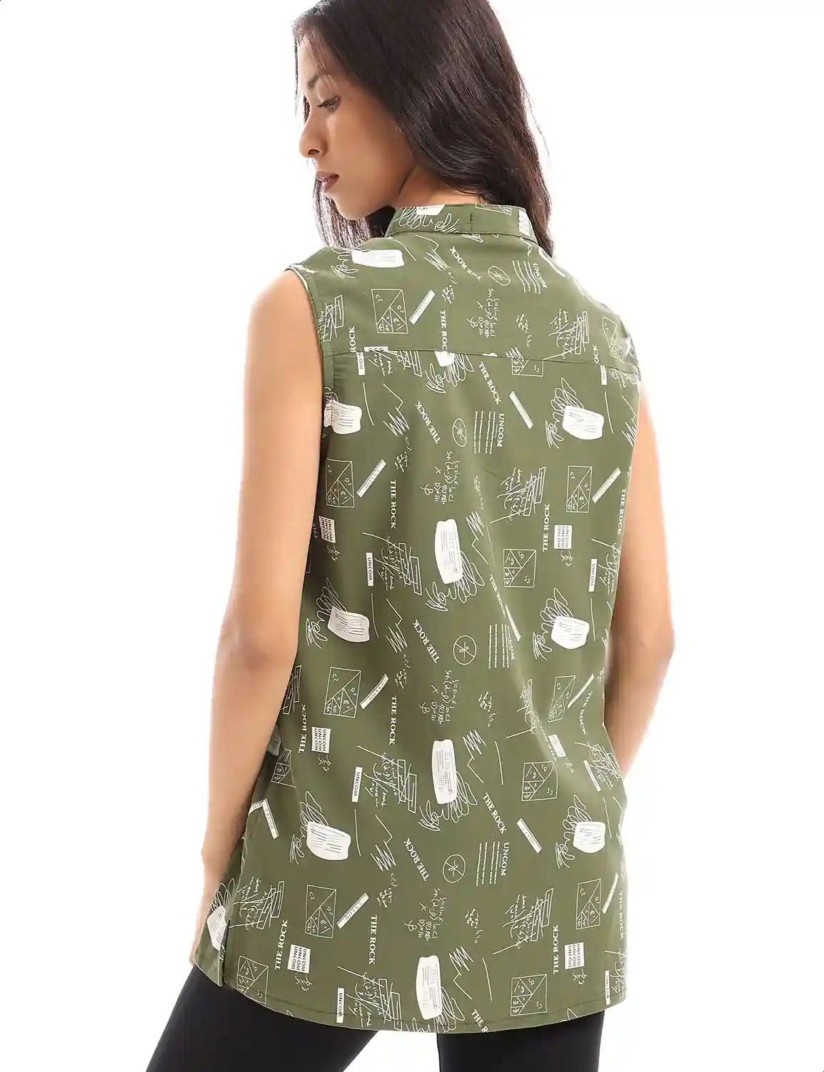 Andora Sleeveless Printed Regular-Fit Longline Blouse for Women - Safqqa Egypt