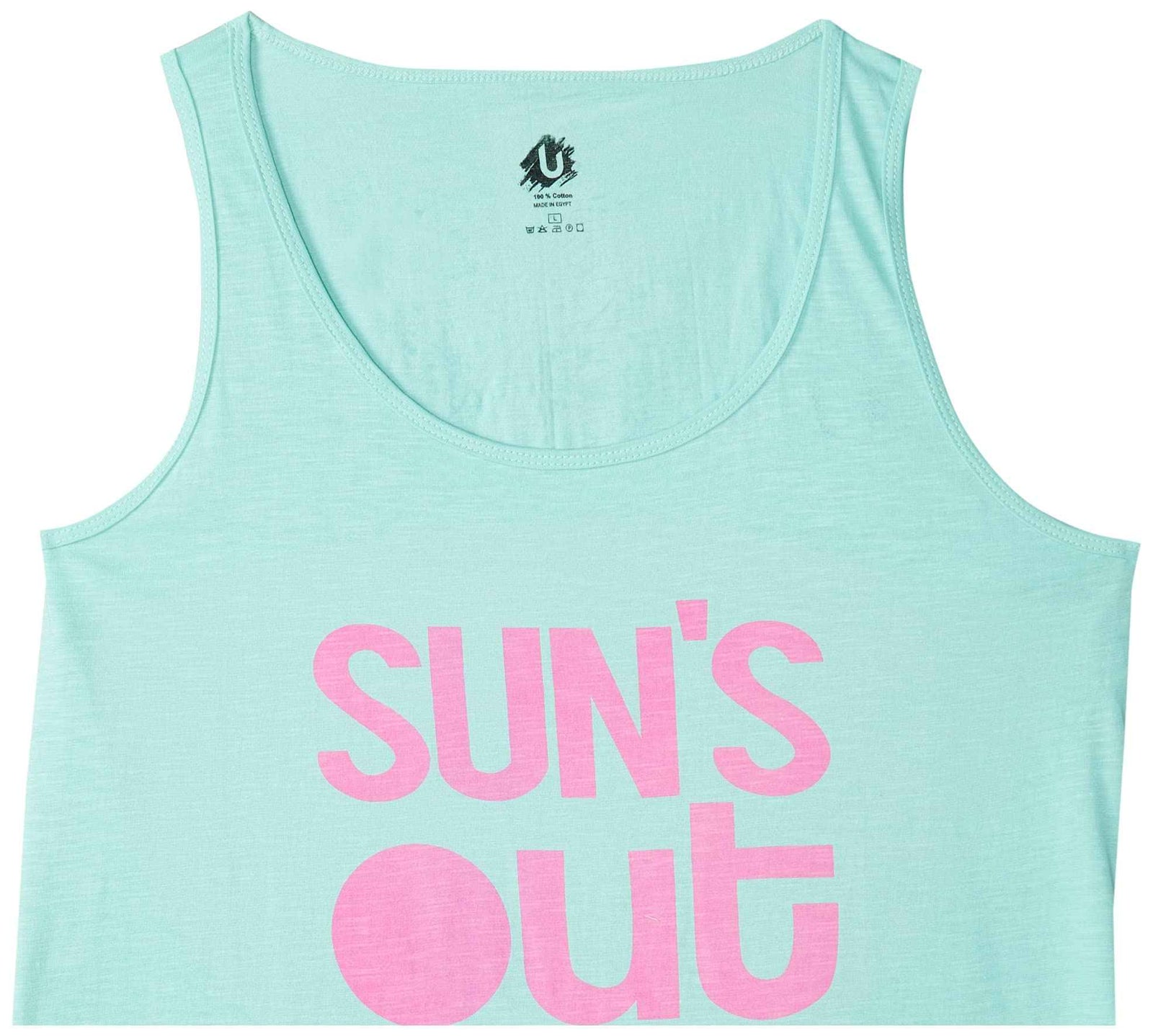 U Athleisure Letter-Printed Scoop-Neck Tank Top with Back CUt-OUt For Women - Safqqa Egypt