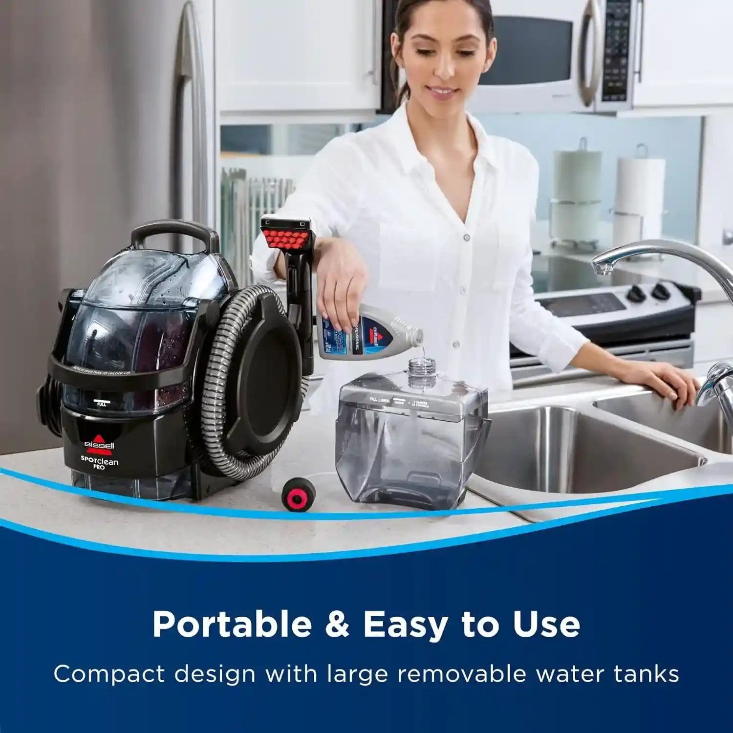 Bissell SpotClean Pro (1558G), Most Powerful Portable Professional Carpet Cleaner, Removes Spots, Spills & Stains, Cleans Carpets Stairs, Upholstery and Car Seats Black 4 Count (Pack of 1), 1558G- Have Scratches and Without liquid - Safqqa Egypt