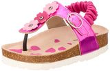 Bellino Flower Embellished Elastic Back Strap Thong Sandals for Girls