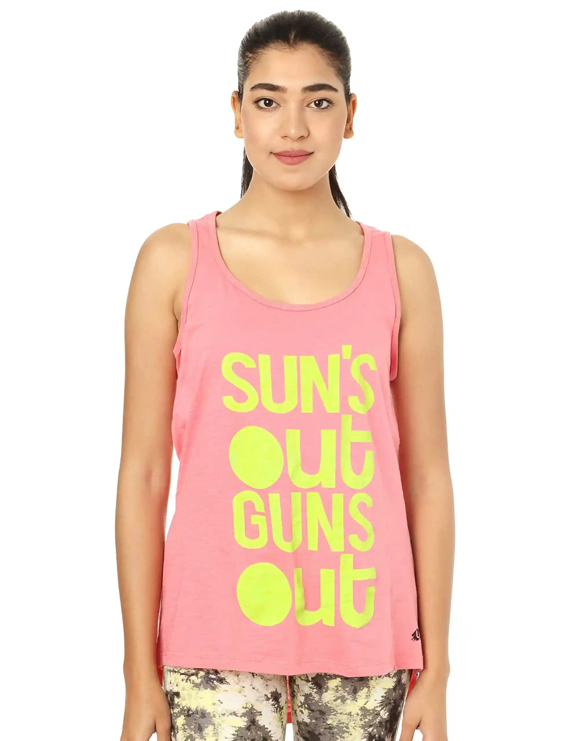 U Athleisure Letter-Printed Scoop-Neck Tank Top with Back CUt-OUt for Women - Safqqa Egypt
