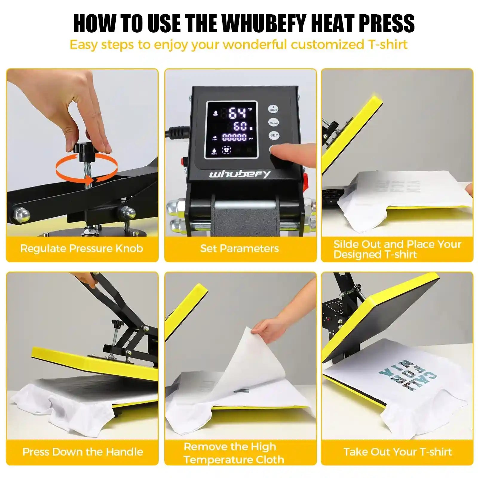 Whubefy - 15" x 15" Sliding Heat Press, Heat Press Machine for T-Shirts, Bags, Mouse Pads and More, Dual Tube Fast Heating, Printer - Safqqa Egypt