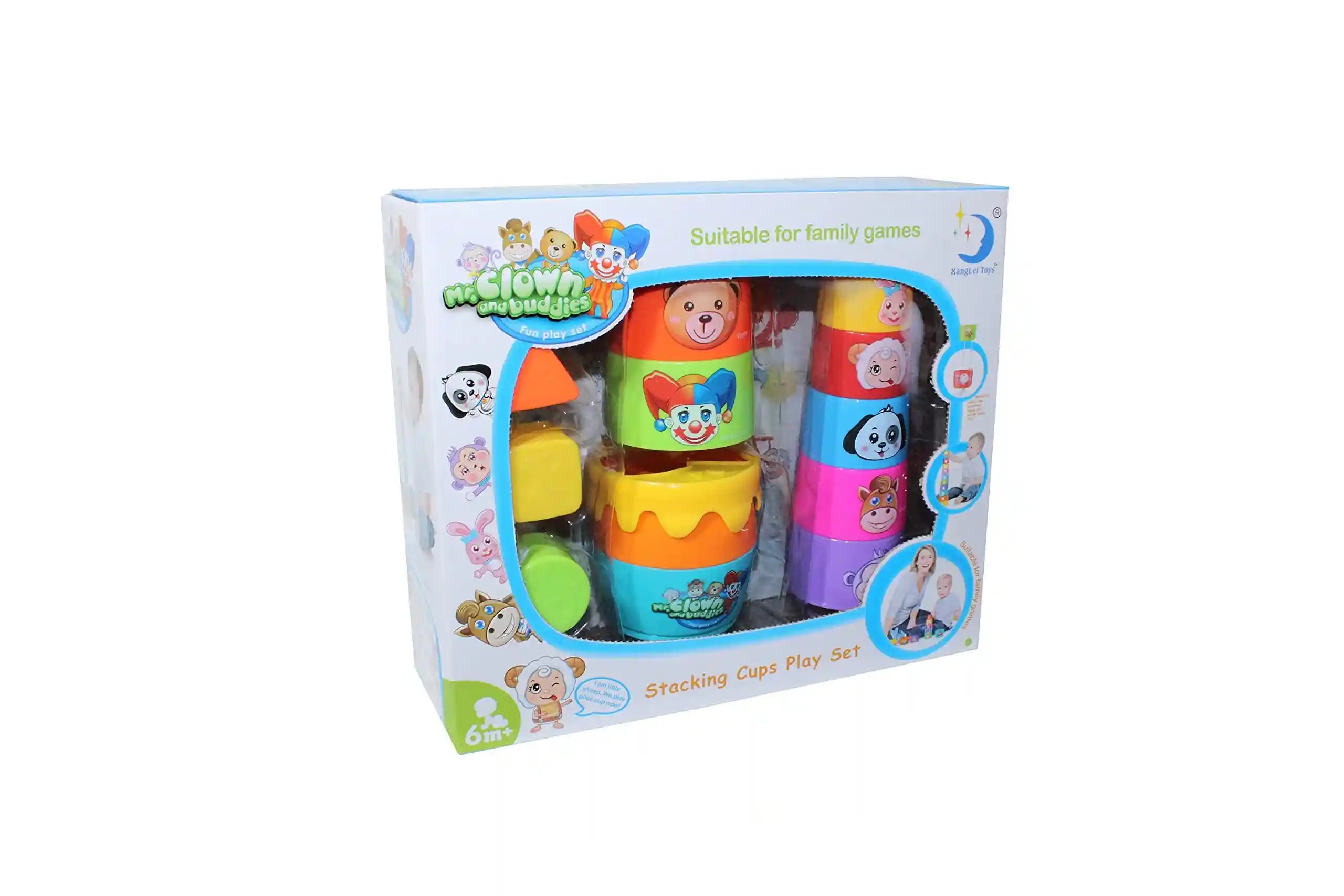 Mr. Clown and Buddies Stacking Numbered Cups Play Set - Multi Color - Safqqa Egypt