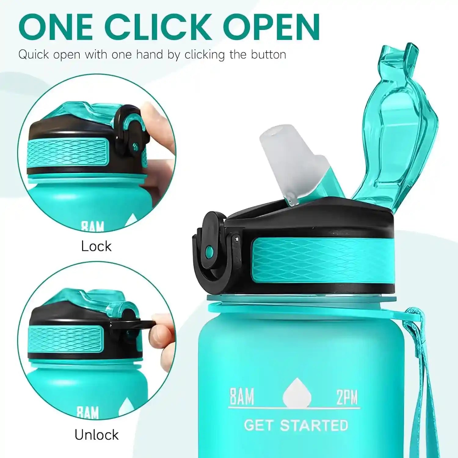 Generic 1 Litter Leakproof BPA Free Drinking Water Bottle with Time Marker & Straw to Ensure You Drink Enough Water Throughout The Day for Fitness and Outdoor Enthusiasts - Safqqa Egypt