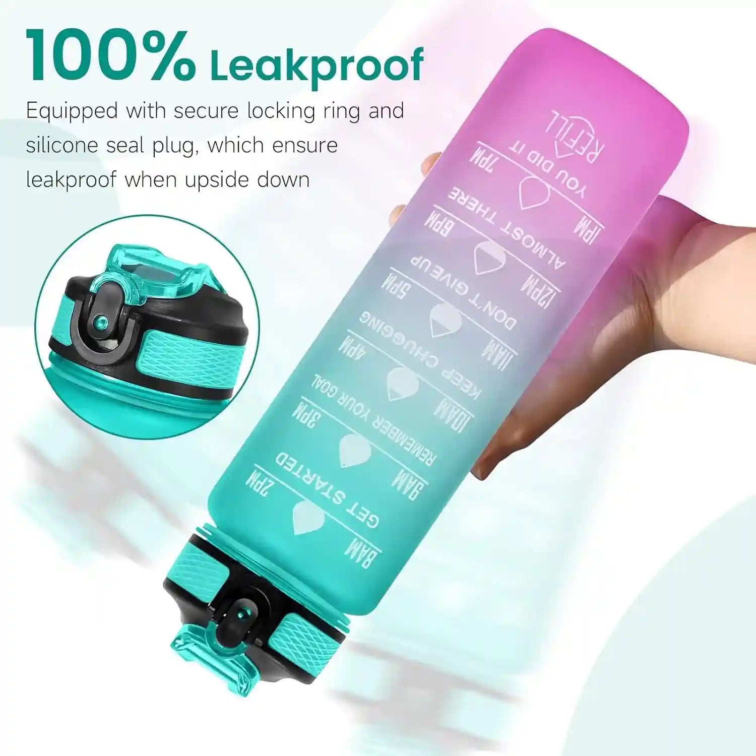 Generic 1 Litter Leakproof BPA Free Drinking Water Bottle with Time Marker & Straw to Ensure You Drink Enough Water Throughout The Day for Fitness and Outdoor Enthusiasts - Safqqa Egypt