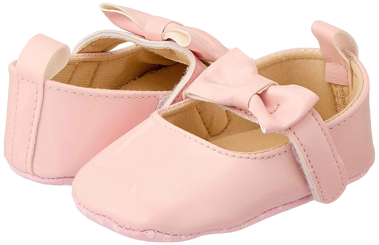 Mix & Max Front Bow Velcro Strap Shoes for Girls - Pink,0 - 6 Months - Safqqa Egypt