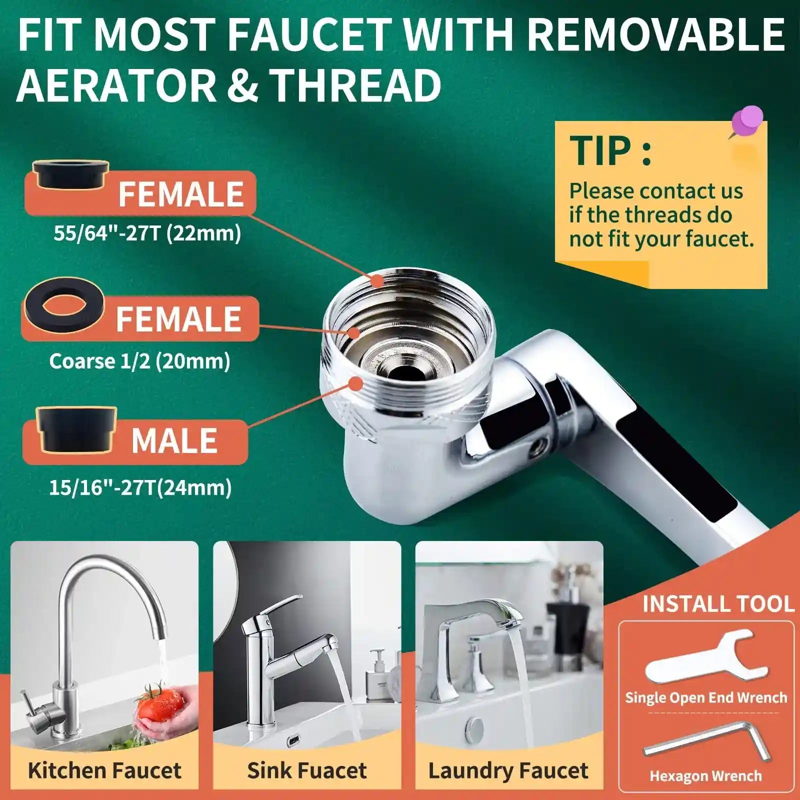 1080° Rotating Faucet Extender – Universal Sink Aerator with 2 Spray Modes & Flexible 360° Arm for Face, Hair & Eye Wash - Safqqa Egypt