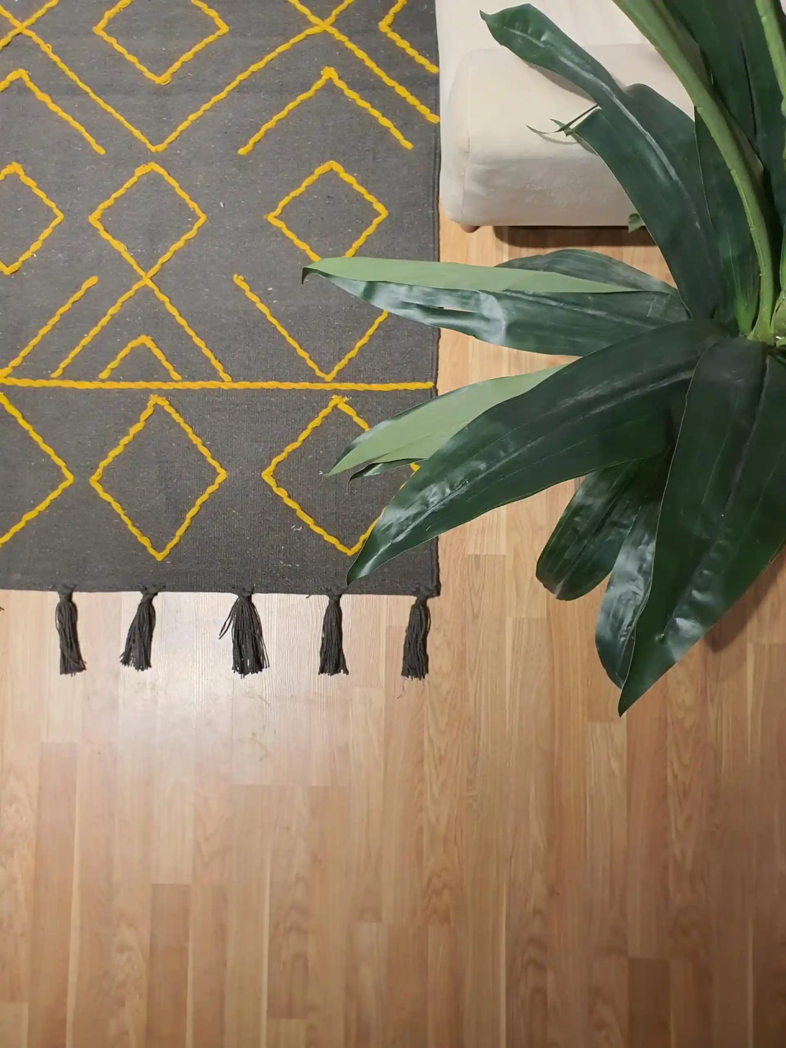 Kilim Studio | Wool Rug, 2 X 3 M, Dark Grey And Mustard - Safqqa Egypt