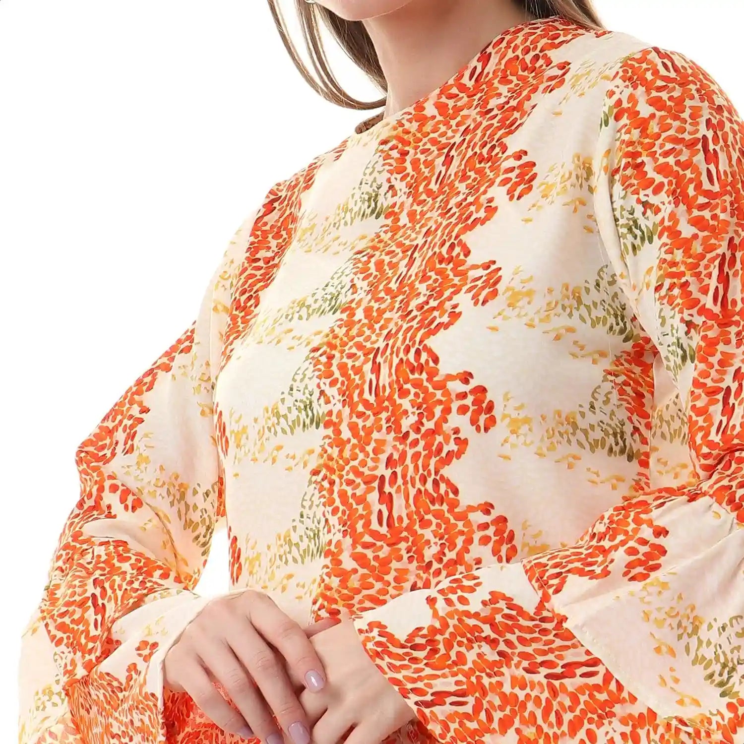Andora Flounce Sleeves Patterned Blouse for Women - Safqqa Egypt