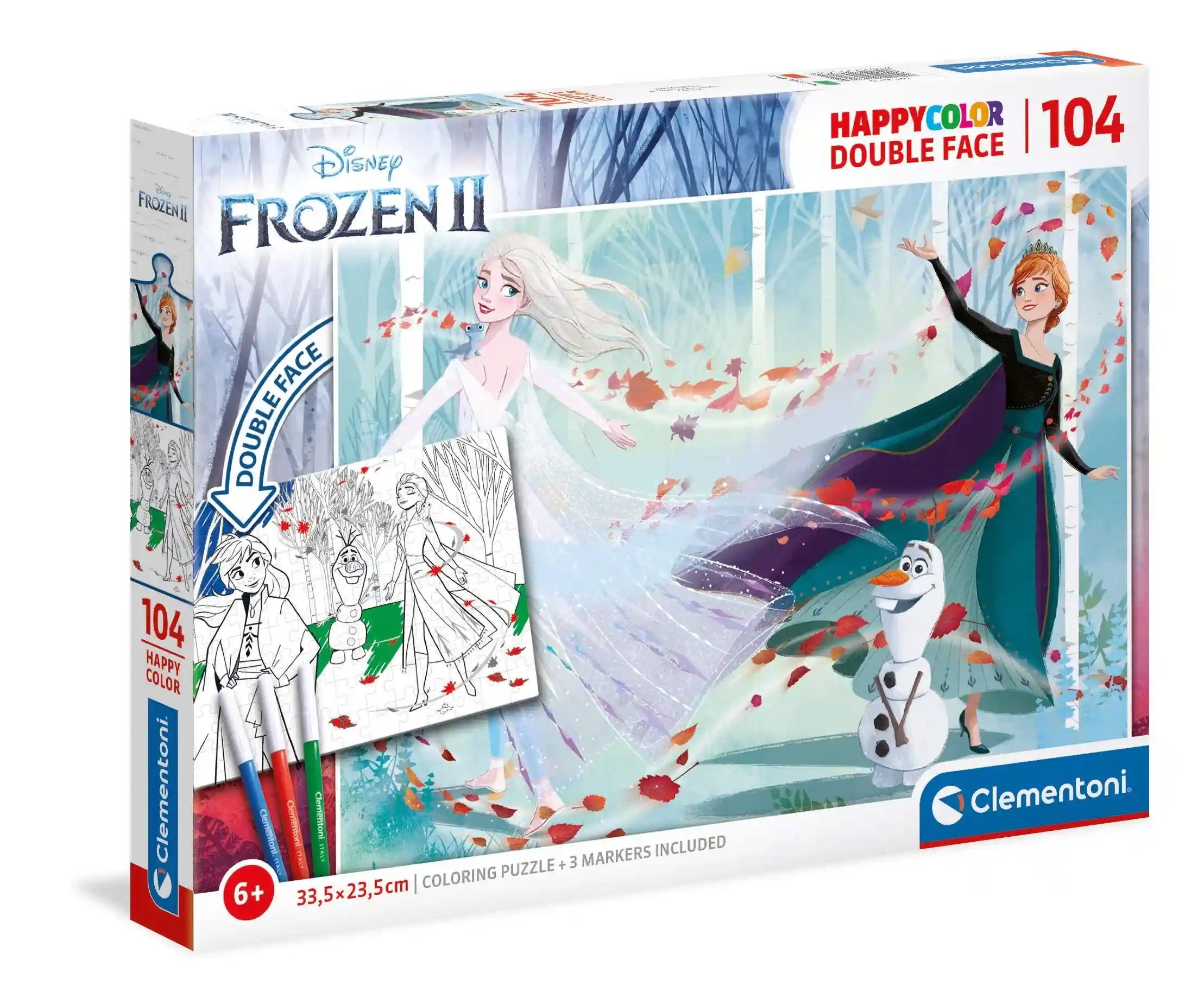 Clementoni puzzle disney frozen 2 104 pieces boy toys, girl toys, birthday gift, Christmas gift, growth, fun, for kids. - Safqqa Egypt