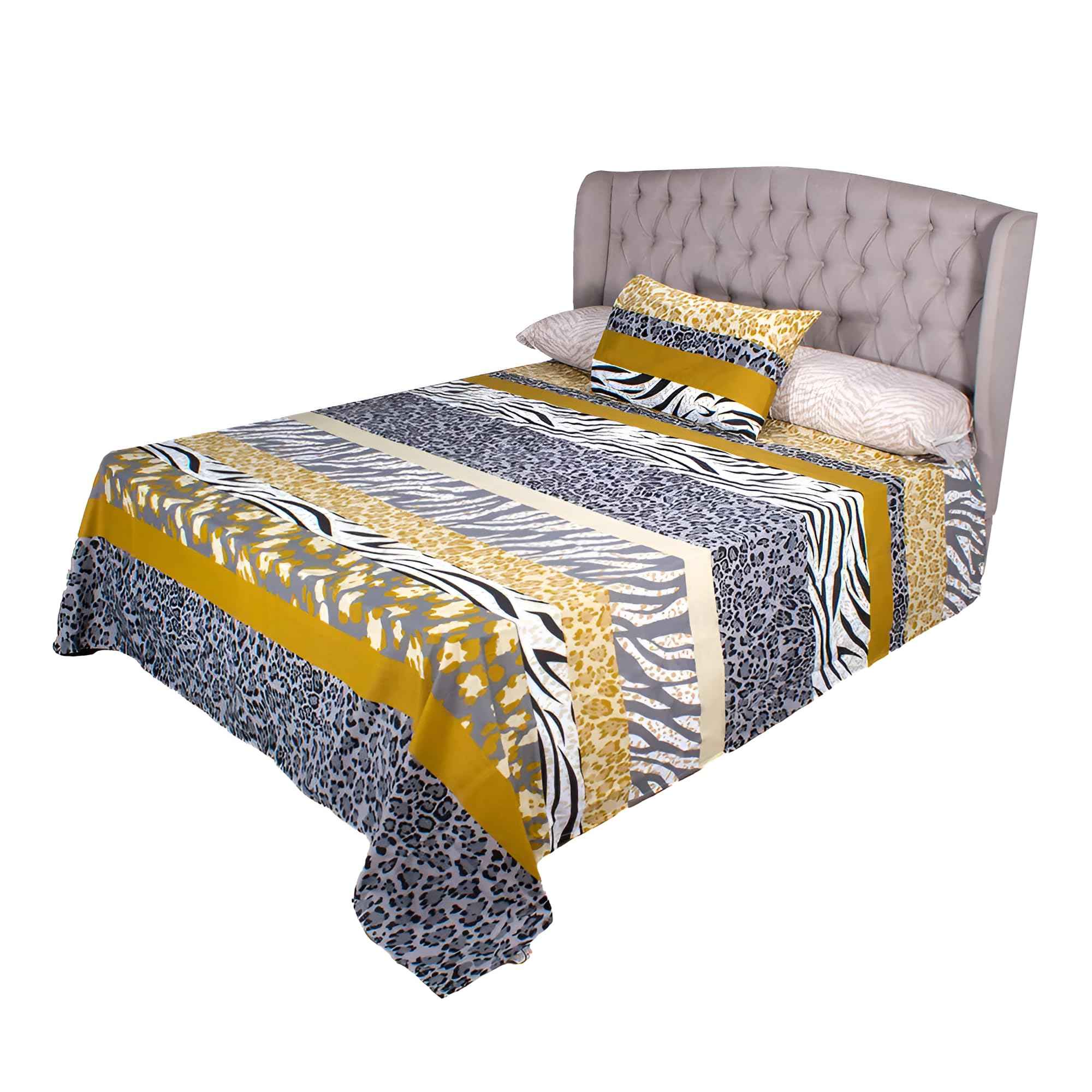 Fourbed Single Polycotton Sheet Set, 245x180 cm with 120x45 cm and 50x70 cm Pillowcases, Multi-Colored Patterned, 144 Thread Count - Safqqa Egypt