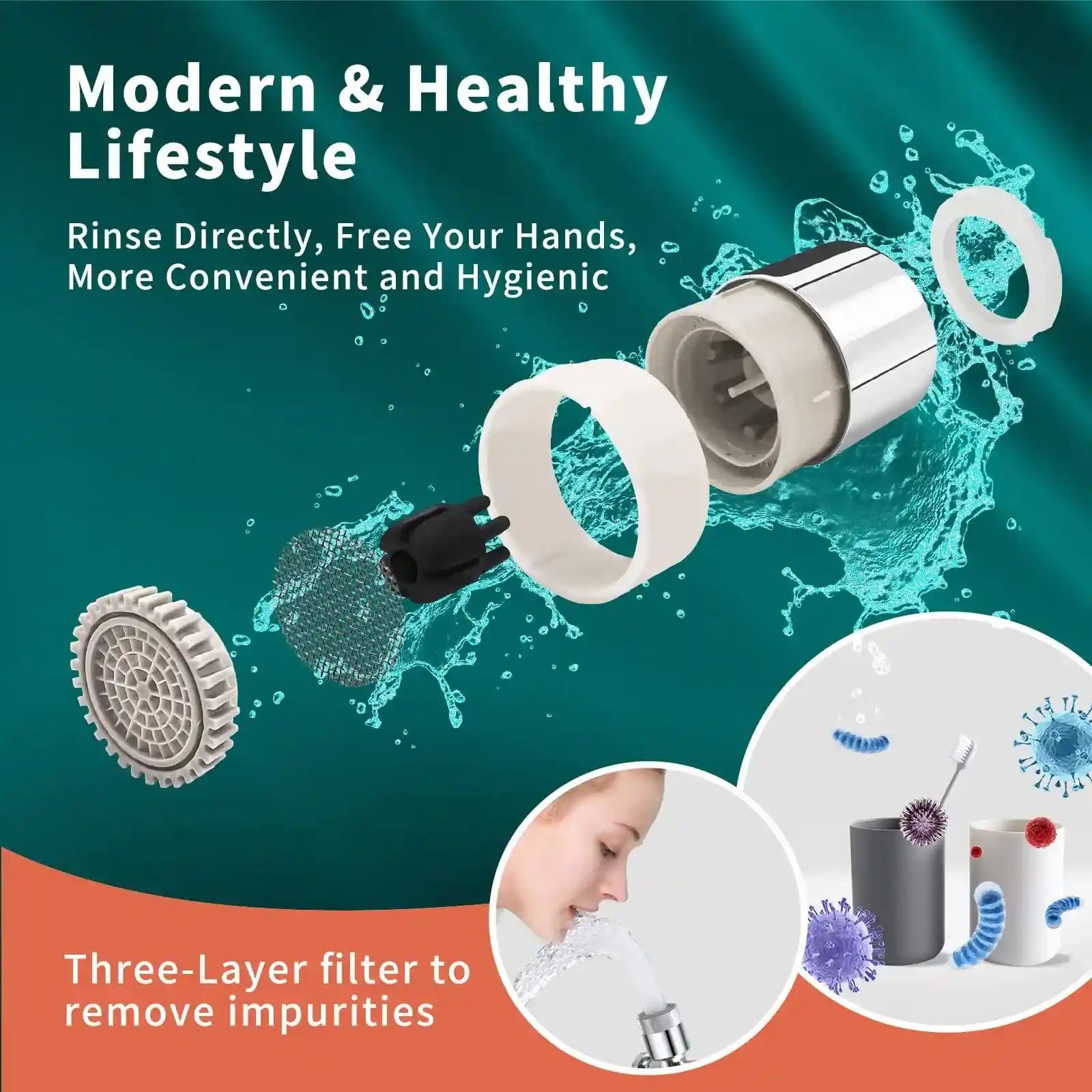 1080° Rotating Faucet Extender – Universal Sink Aerator with 2 Spray Modes & Flexible 360° Arm for Face, Hair & Eye Wash - Safqqa Egypt