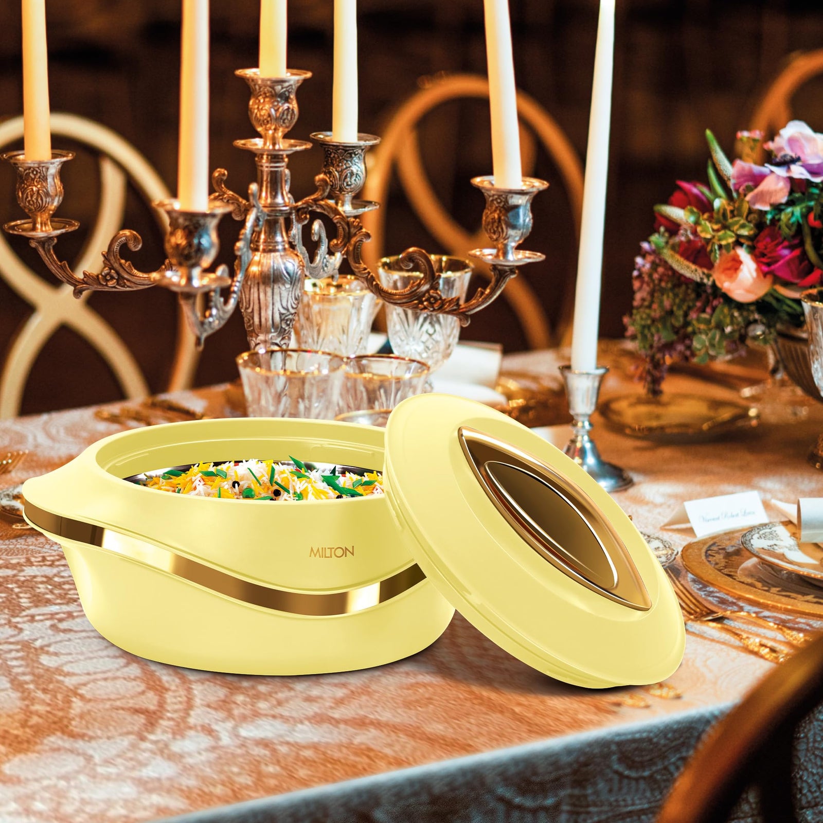 ميلتون كسرولة داخلية من الستانلس ستيل 2500 من بيرل، 2.1 لتر، لون عاجي