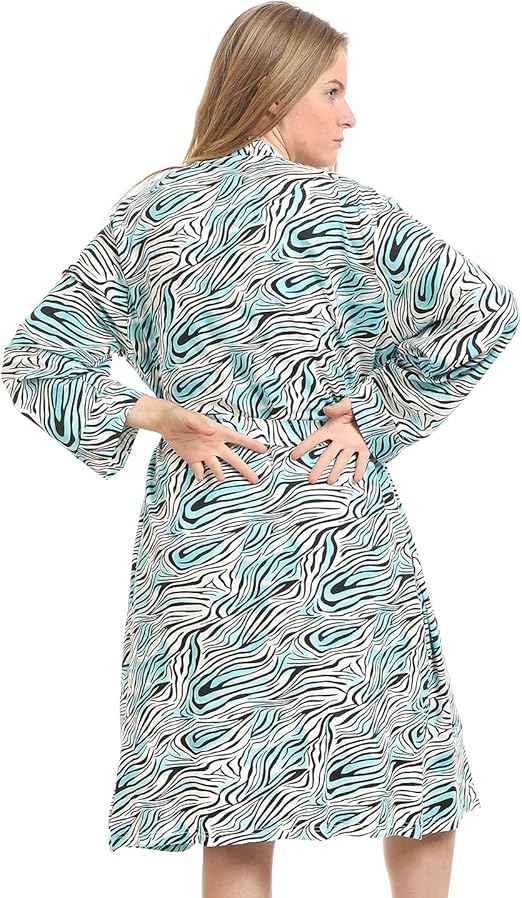 Kady Women Spaghetti Strap Zebra Print Short Nightgown with Robe - Safqqa Egypt