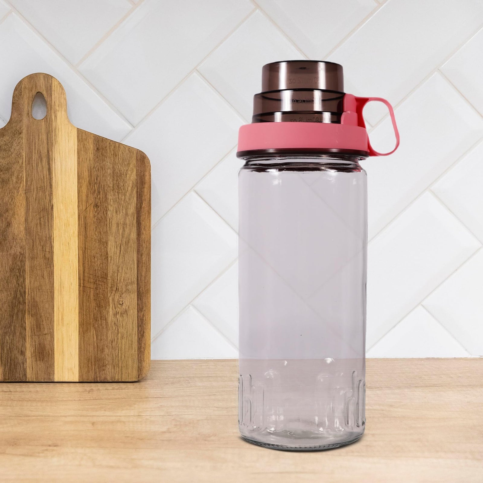 Herevin Measure Cup Canister - 1.46L Capacity, Salmon, Transparent Lid, Measurement Markings, Made in Turkey (Kitchen, Baking, Meal Prep) - Safqqa Egypt