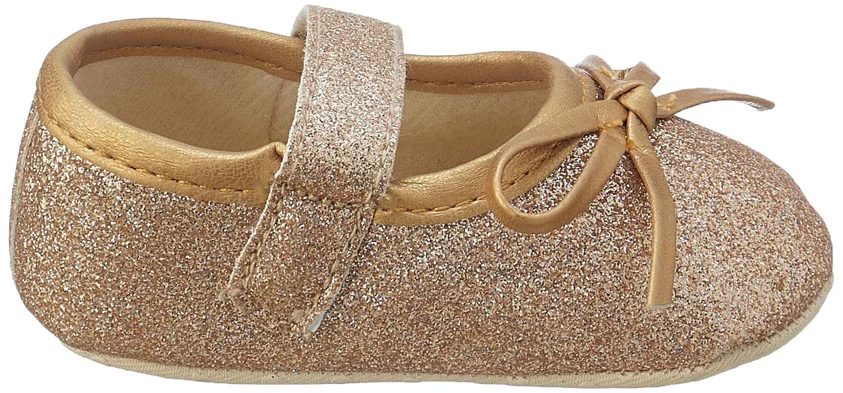 Mix & Max Metallic Bow-Detail Mary Jane Shoes for Girls - Gold, 0 - 6 Months- multi - Safqqa Egypt