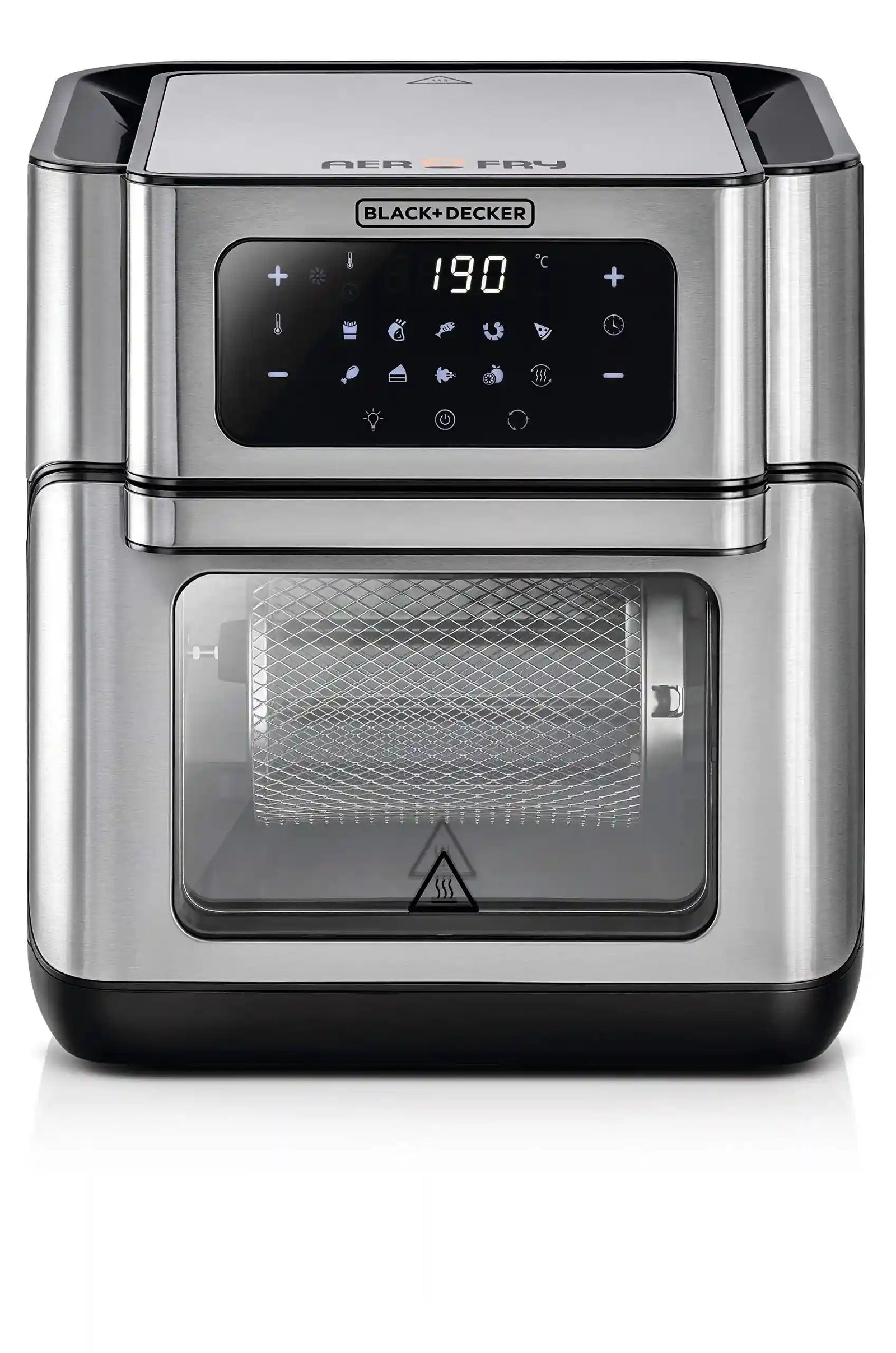 Black+Decker Digital Air Fryer Oven Digital Temperature Control 10 Preset Programs 12L Silver - 220V Supply Voltage and 50Hz - Have Scratches - Safqqa Egypt
