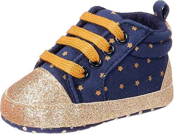 Mix & Max Two-Tone Star-Pattern Lace-Up High-Top Sneakers for Girls - Safqqa Egypt