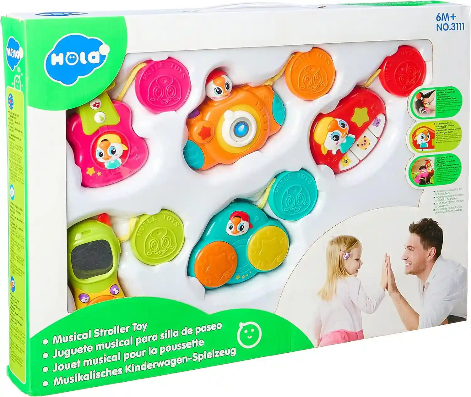 Hola Stroller Musical Toys for Kids, 5 Pieces - Multi Color - Safqqa Egypt