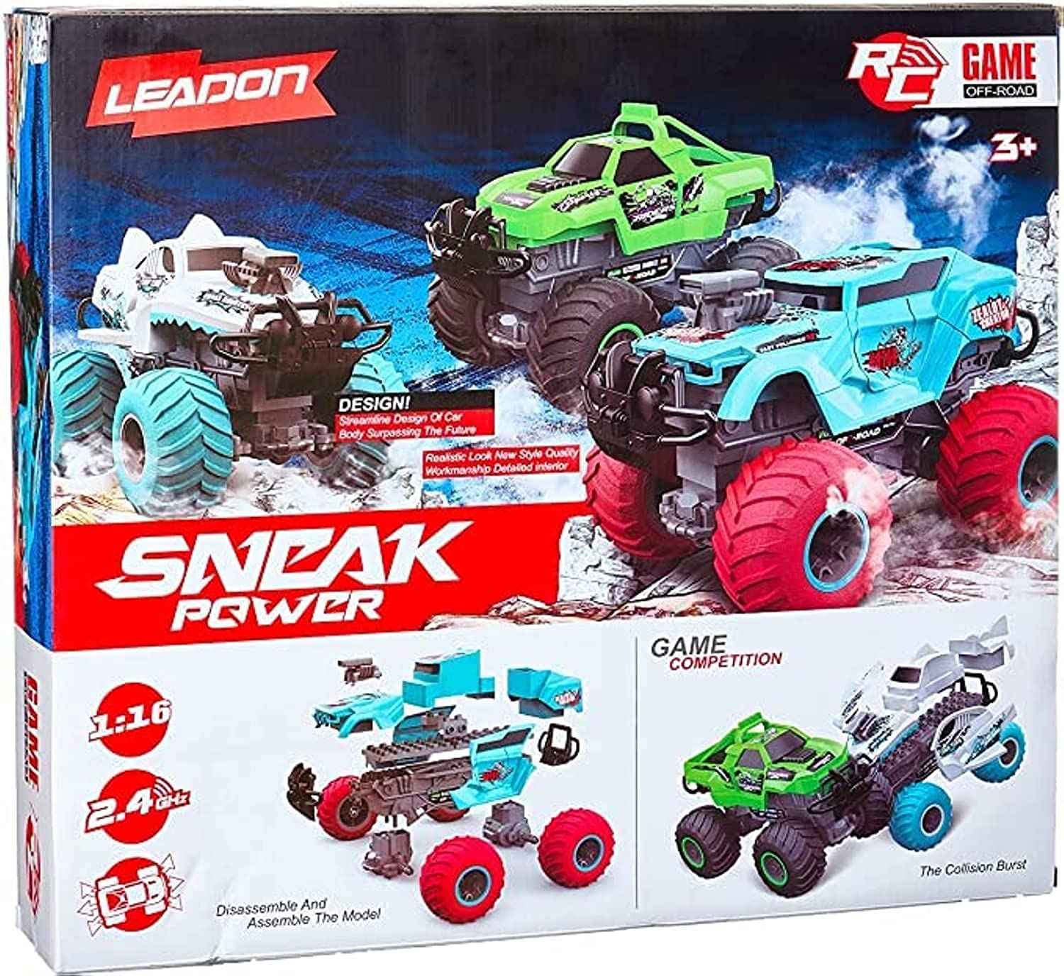Rc 2.4g scale 1: 16 large-wheel off-road collision car green sneak power - Safqqa Egypt