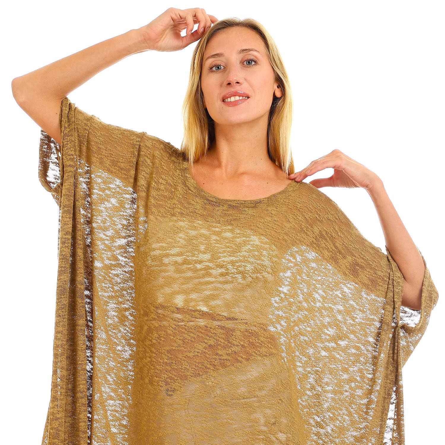 Jamila Women Knitted Loose Wide Round Cover up - Safqqa Egypt