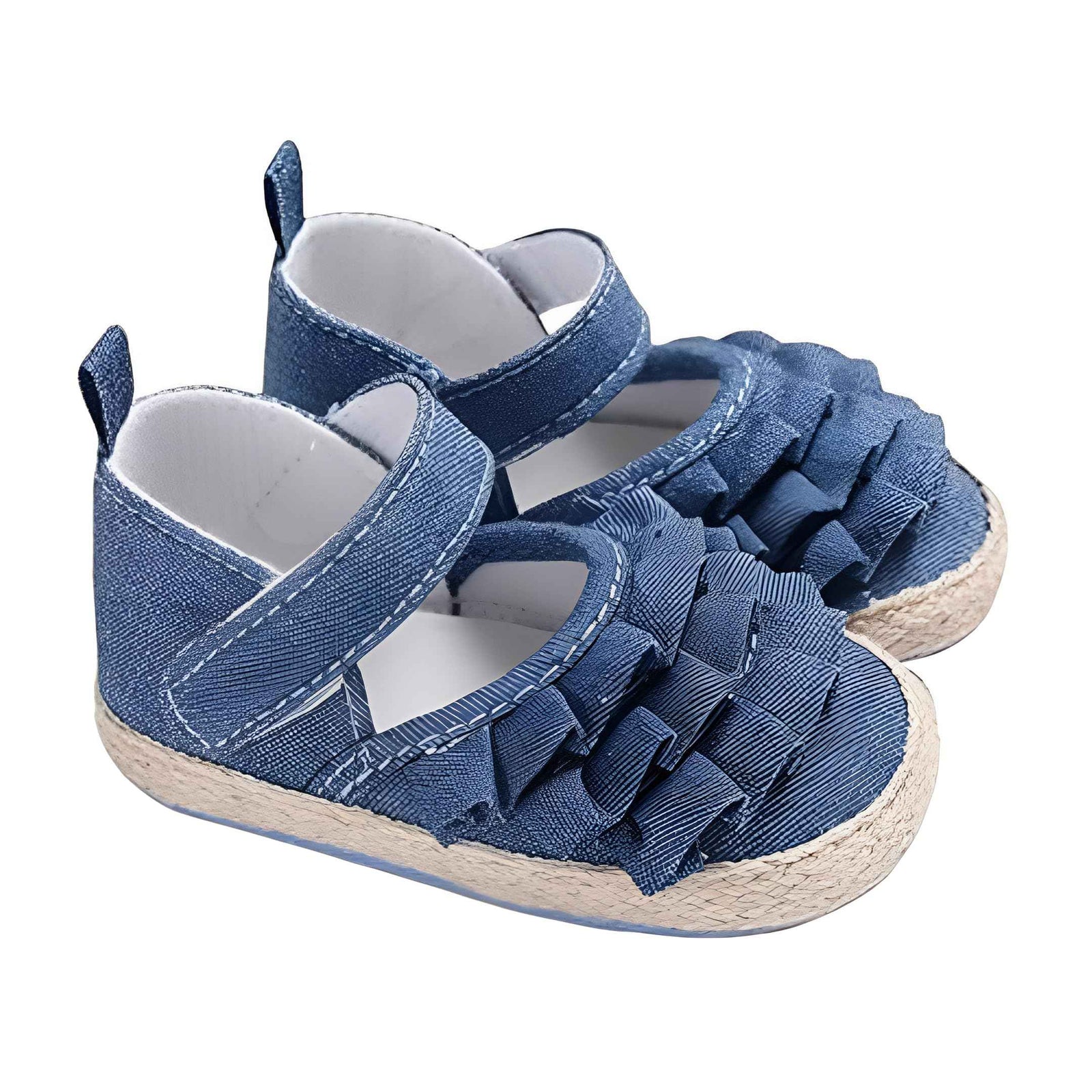 Mix & Max Canvas Ruffle Velcro-Strap Espadrille Shoes for Girls - Safqqa Egypt
