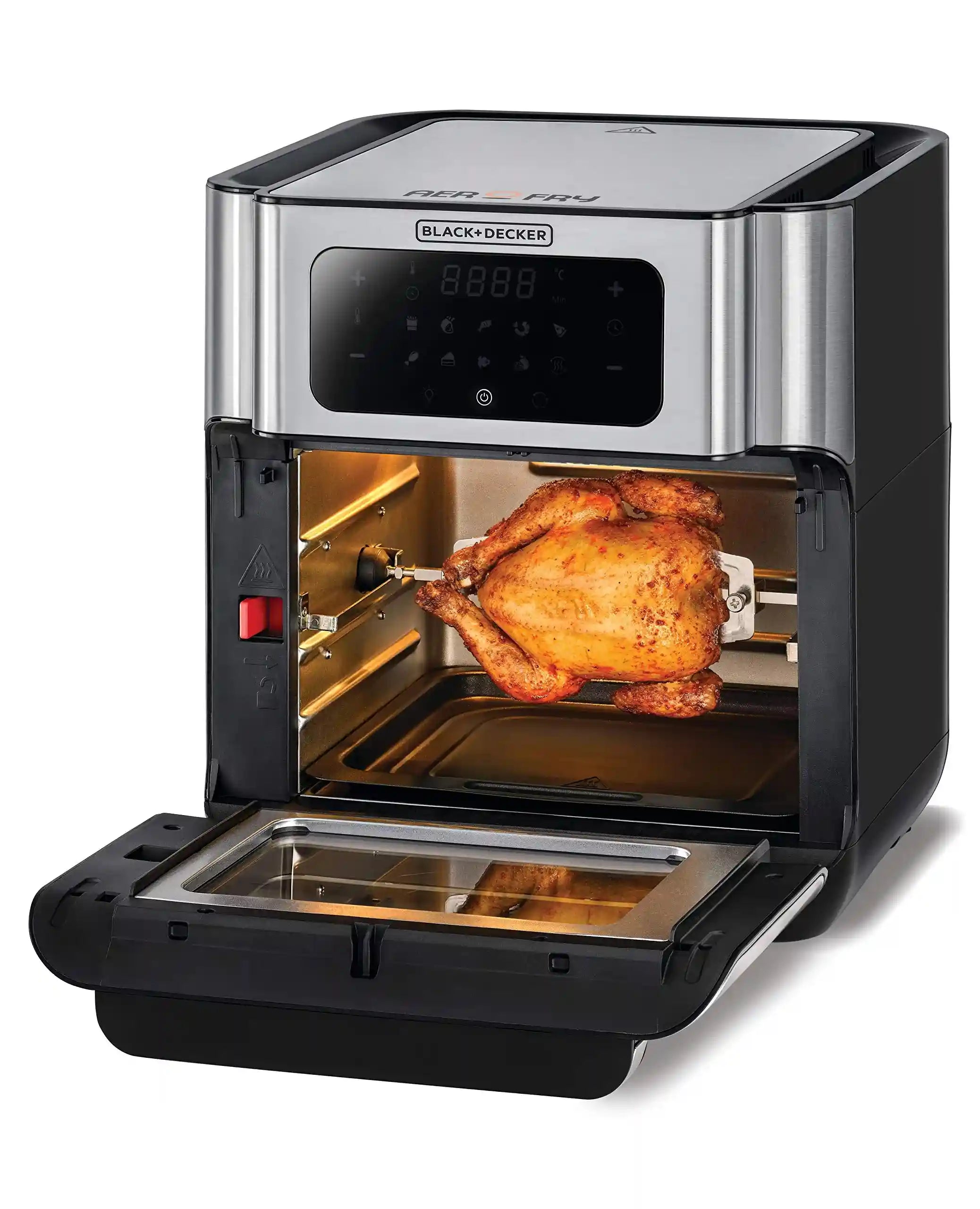 Black+Decker Digital Air Fryer Oven Digital Temperature Control 10 Preset Programs 12L Silver - 220V Supply Voltage and 50Hz - Have Scratches - Safqqa Egypt
