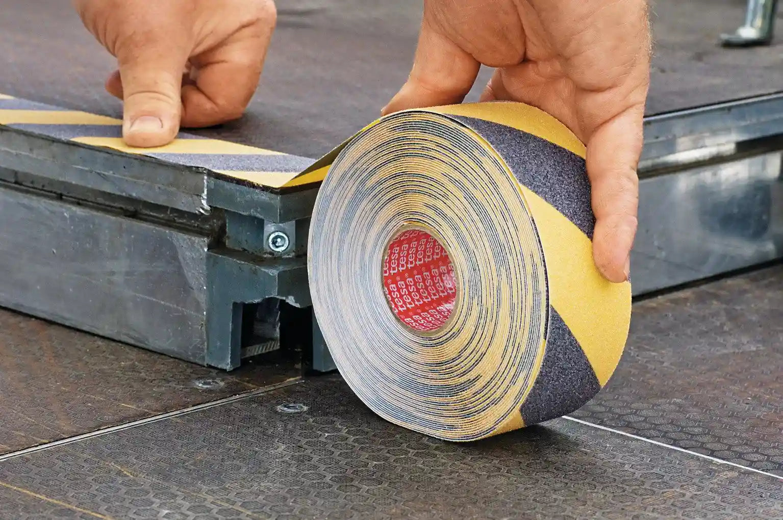 tesa 60951 Hazard Warning Black and Yellow Anti Slip Tape, 50 mm x 15 m - Safqqa Egypt