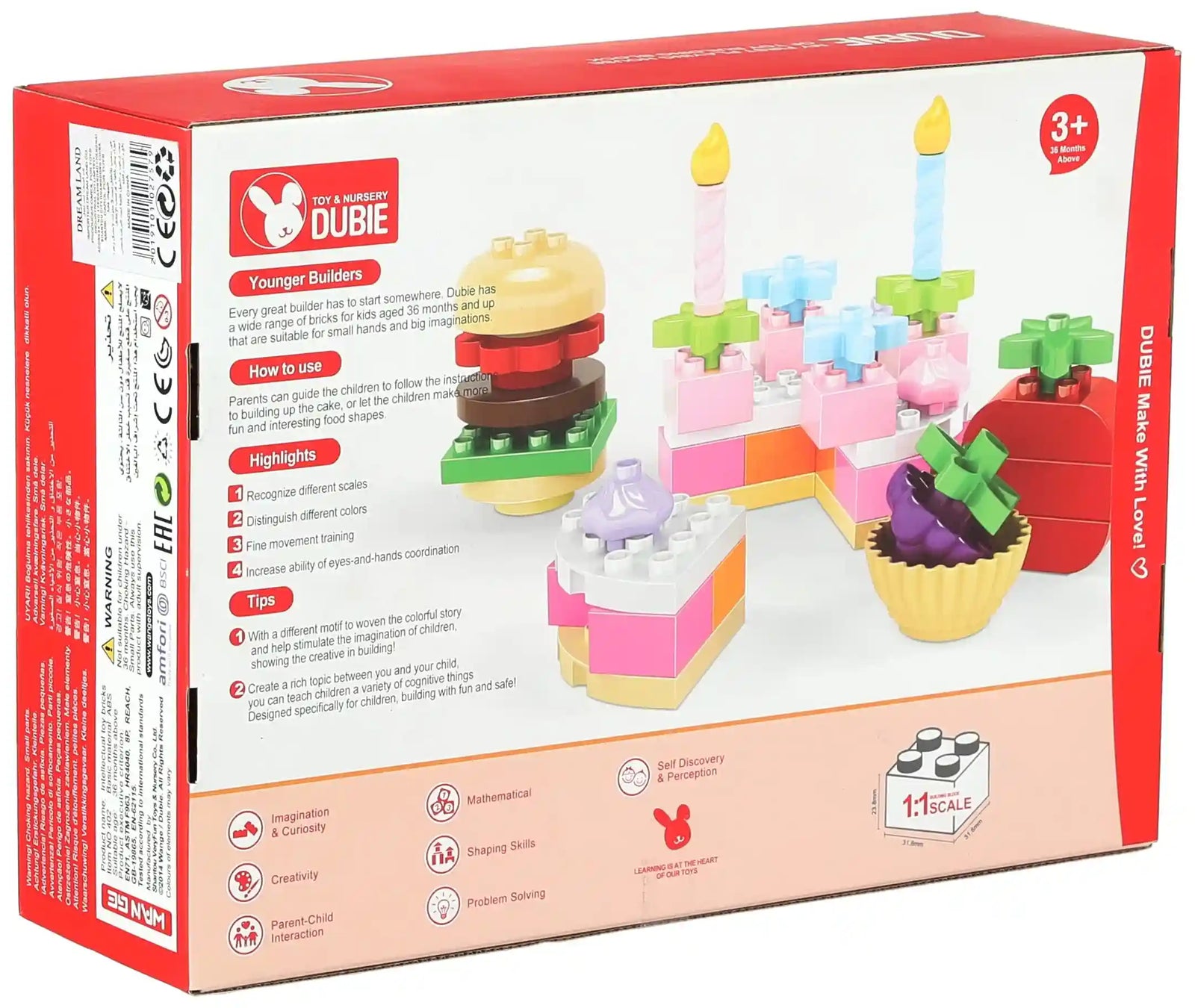 Dubie 402 Birthday Cake Shaped Building Blocks - 77 Pieces - Safqqa Egypt