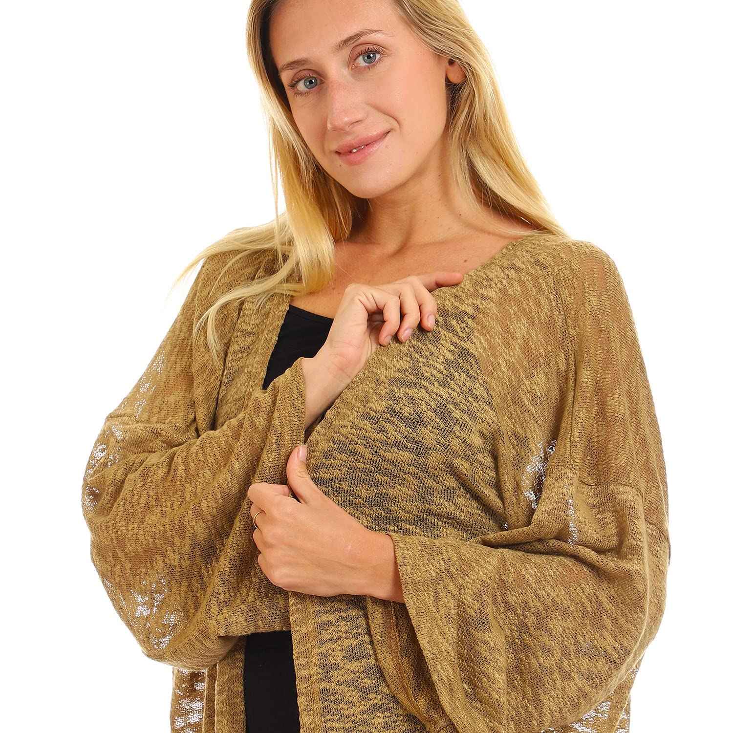 JAMILA Women Open Neckline Loose Cardigan OUTERWEAR - Safqqa Egypt