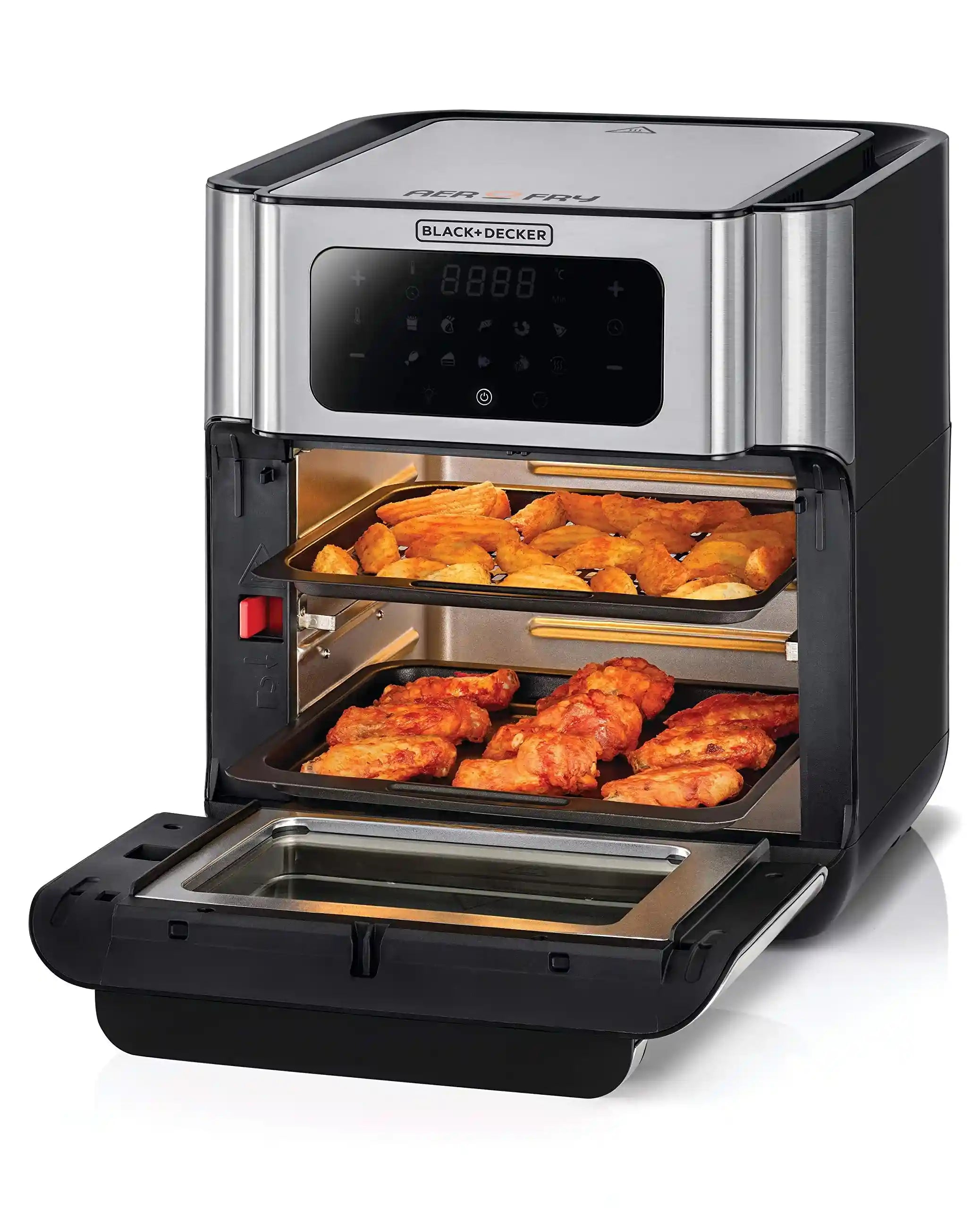 Black+Decker Digital Air Fryer Oven Digital Temperature Control 10 Preset Programs 12L Silver - 220V Supply Voltage and 50Hz - Have Scratches - Safqqa Egypt