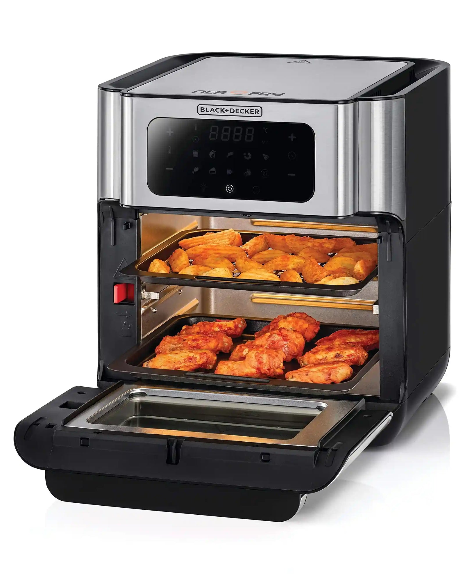 Black+Decker Digital Air Fryer Oven Digital Temperature Control 10 Preset Programs 12L Silver - 220V Supply Voltage and 50Hz - Have Scratches - Safqqa Egypt