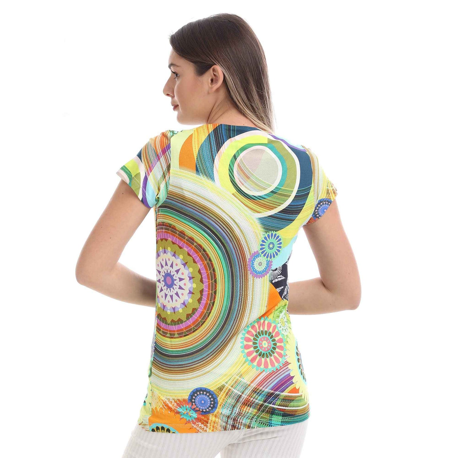 ESLA Half Sleeved Printed Top- Blouses For Womens - Safqqa Egypt