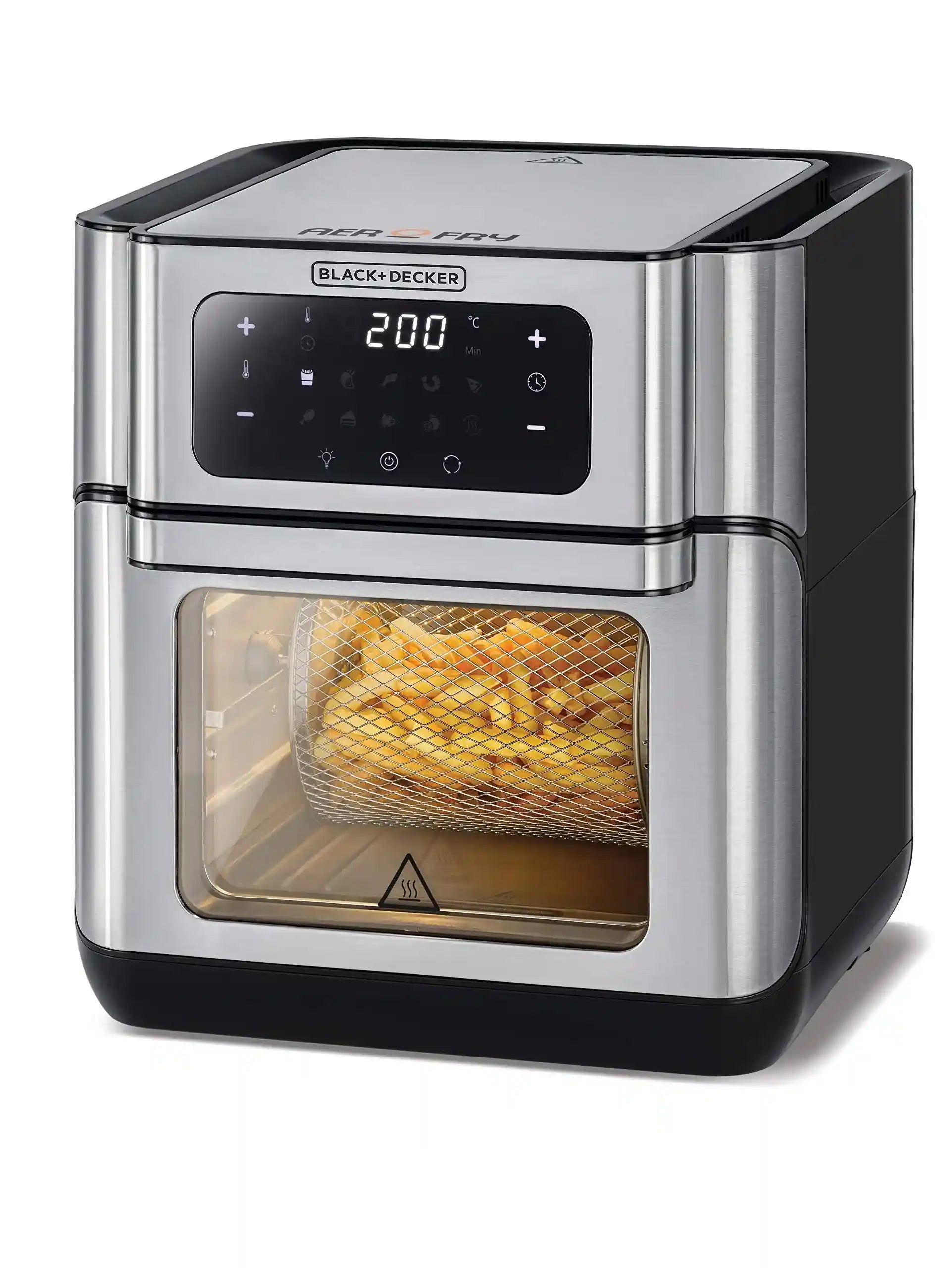 Black+Decker Digital Air Fryer Oven Digital Temperature Control 10 Preset Programs 12L Silver - 220V Supply Voltage and 50Hz - Have Scratches - Safqqa Egypt