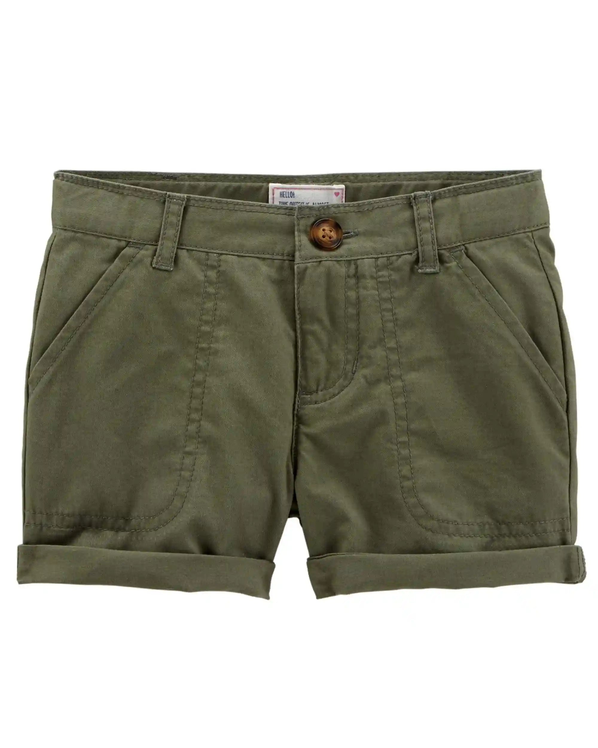 Carter's Baby Girls' Twill Roll-Cuff Shorts - Olive - Safqqa Egypt