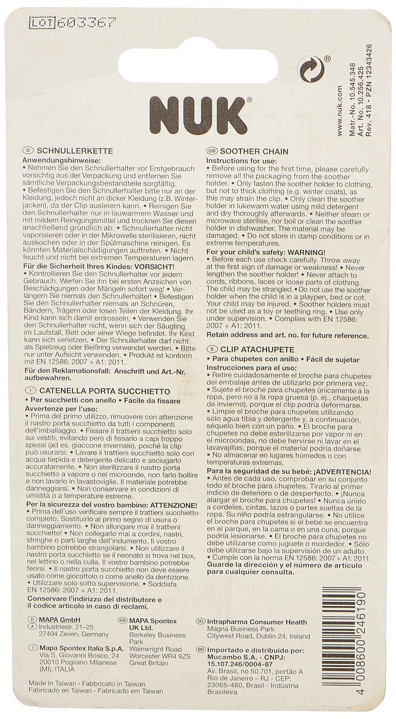 NUK Baby Soother Chain with Clip - Blue - Safqqa Egypt