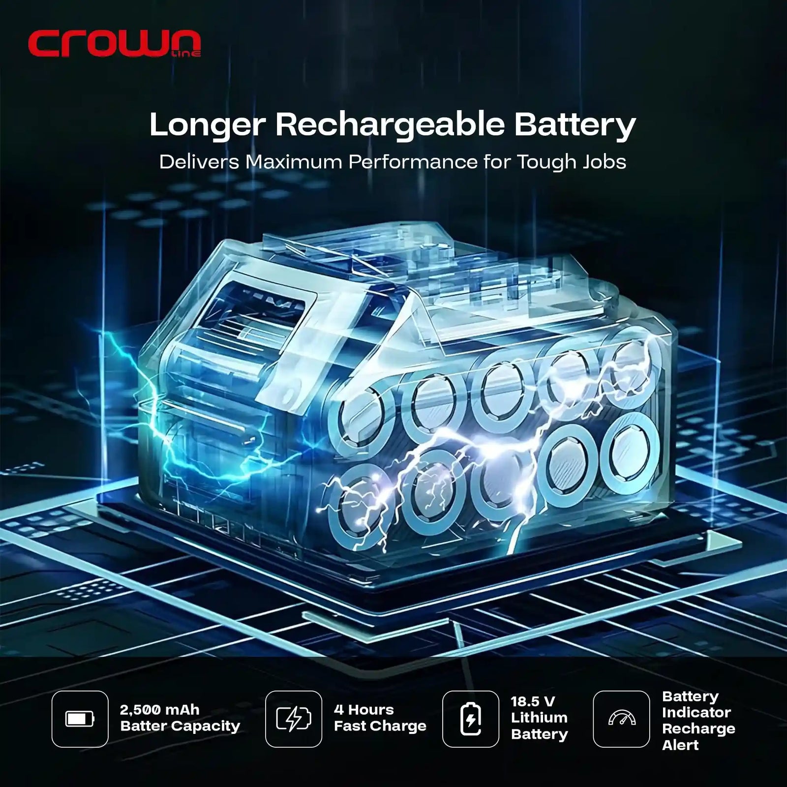 Crownline Cpw 264 Cordless Pressure Washer, 200 290 Psi/14 20 Bar, Battery: Dc 18.5V, Power: 130W,Ac 100 240 V, 50/60 Hz, - Safqqa Egypt